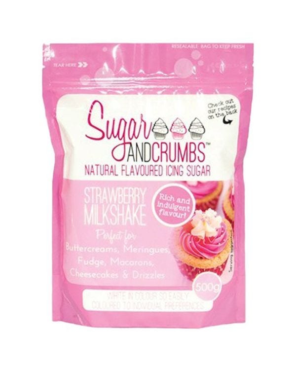 Sugar &amp; Crumbs Strawberry Milkshake Icing Sugar - 500g