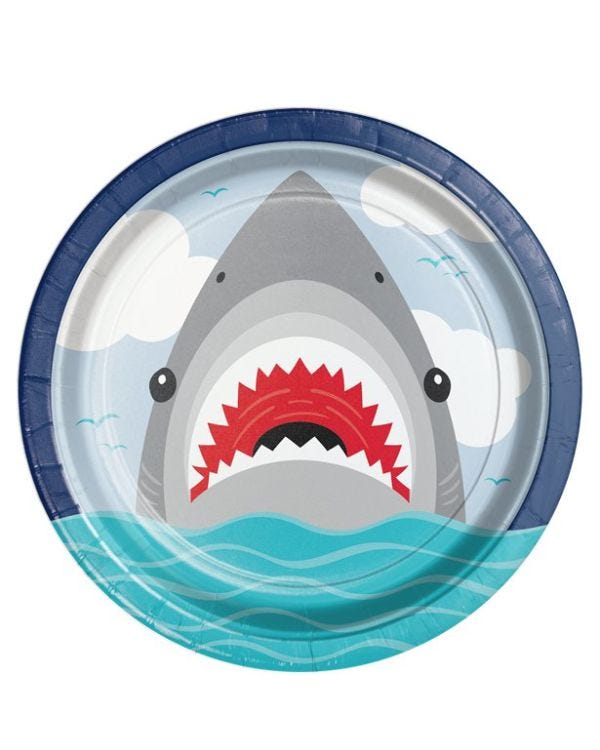 Shark Party Paper Plates - 23cm (8pk)