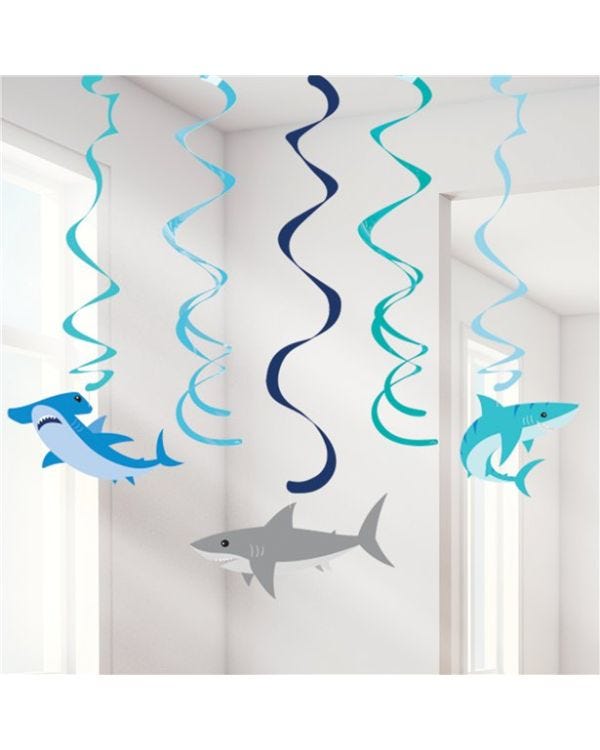 Shark Party Hanging Swirls (5pk)