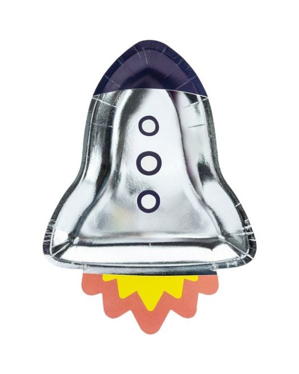 Rocket Ship Shaped Foil Plates - 29.5cm (6pk)