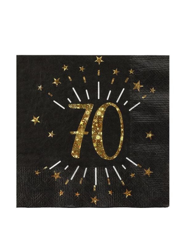 Sparkling Gold 70th Napkins - 25cm (10pk)