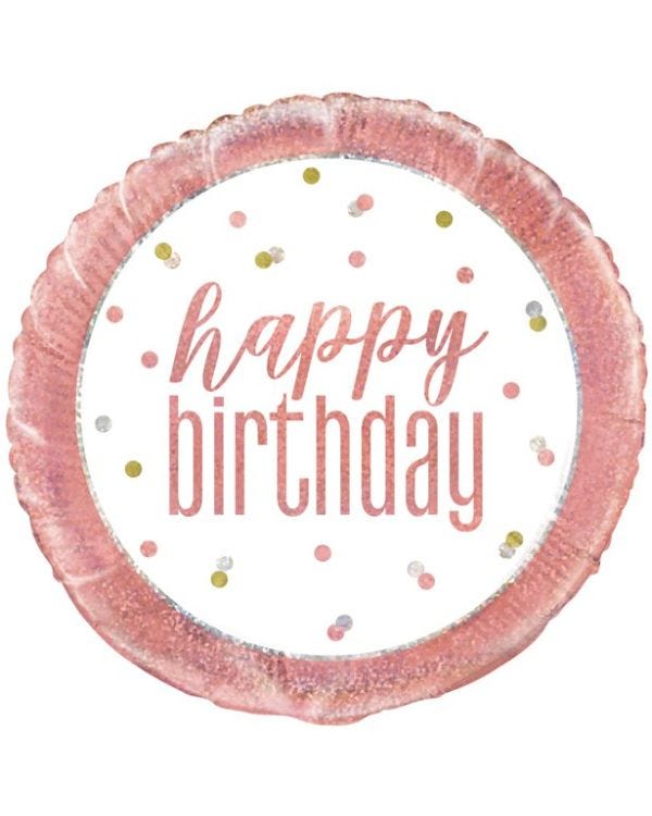 Rose Gold Glitz Happy Birthday Balloon - 18&quot; Foil