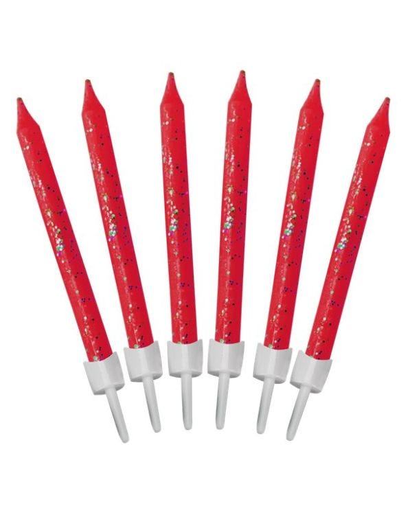 Red Glitter Candles (12pk)
