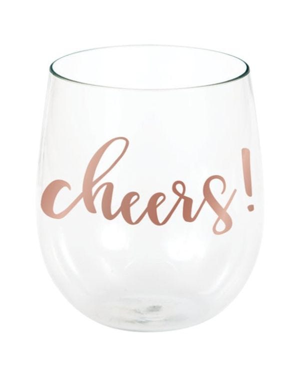 Cheers Stemless Plastic Wine Glass - 398ml