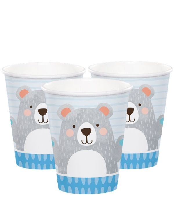 Birthday Bear Cups - 256ml (8pk)