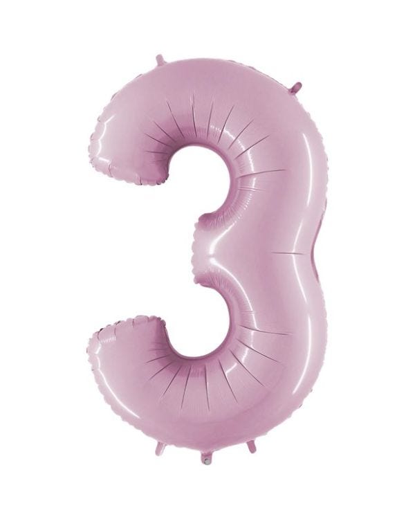 Number 3 Pastel Pink  Foil Balloon - 40&quot;