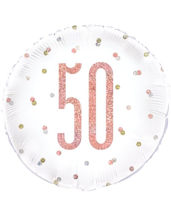 Rose Gold Glitz Number 50th Birthday Balloon - 18&quot; Foil