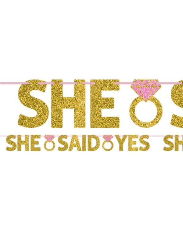 She Said Yes Glitter Paper Banner - 1.3m