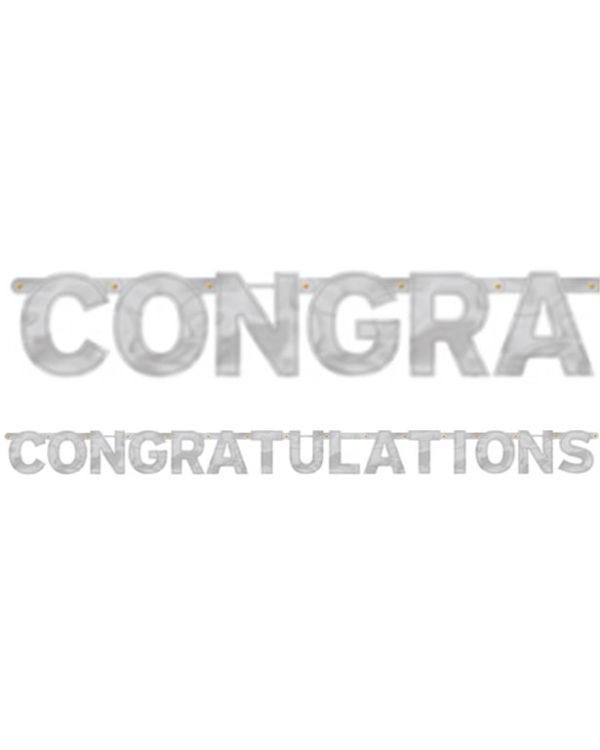 Congratulations Silver Letter Banner - 2m