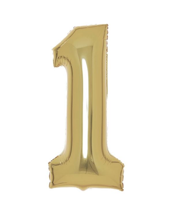 Number 1 White Gold Foil Balloon - 34&quot;