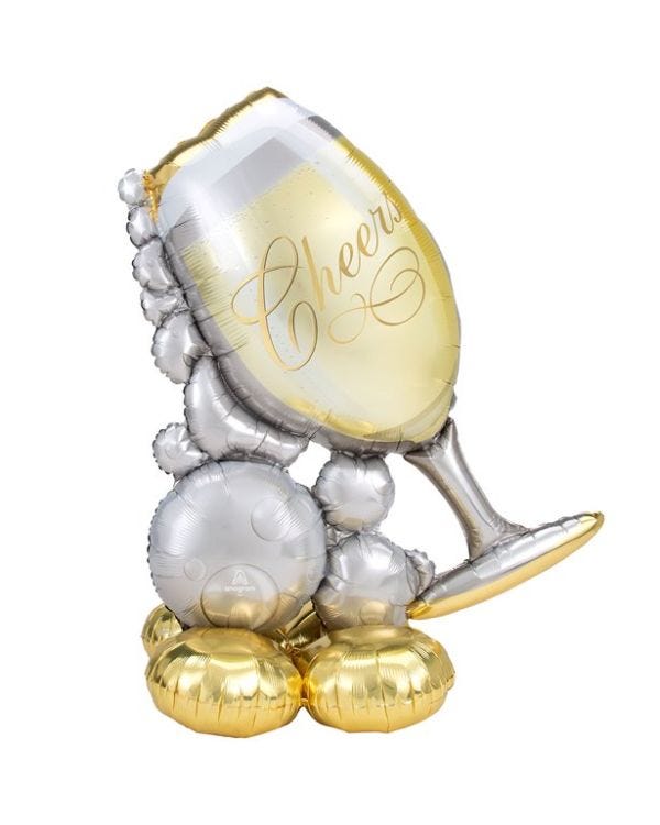 Bubbly Wine Glass Air Fill Foil AirLoonz Balloon - 51&quot;