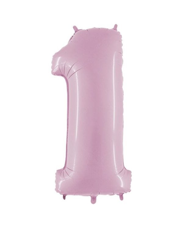 Number 1 Pastel Pink  Foil Balloon - 40&quot;