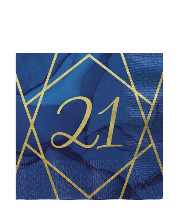 21st Navy &amp; Gold Geode Paper Napkins - 33cm (16pk)