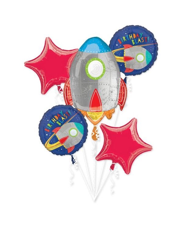 Blast Off Birthday Foil Balloon Bouquets