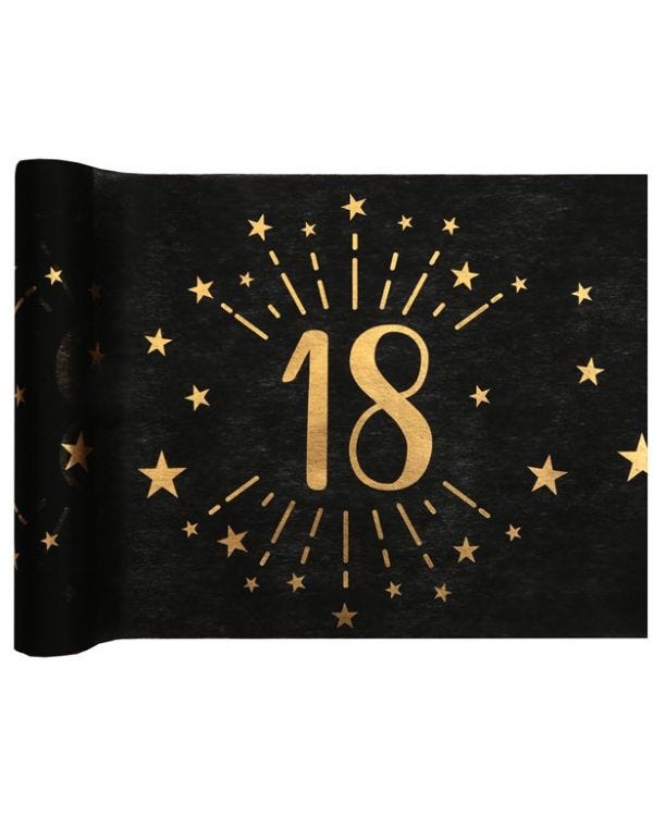 18th Black Metallic Fabric Table Runner - 5m