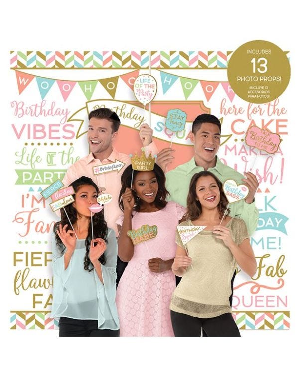Confetti Fun Wall Decorating Kit with Photo Booth Props (15pk)