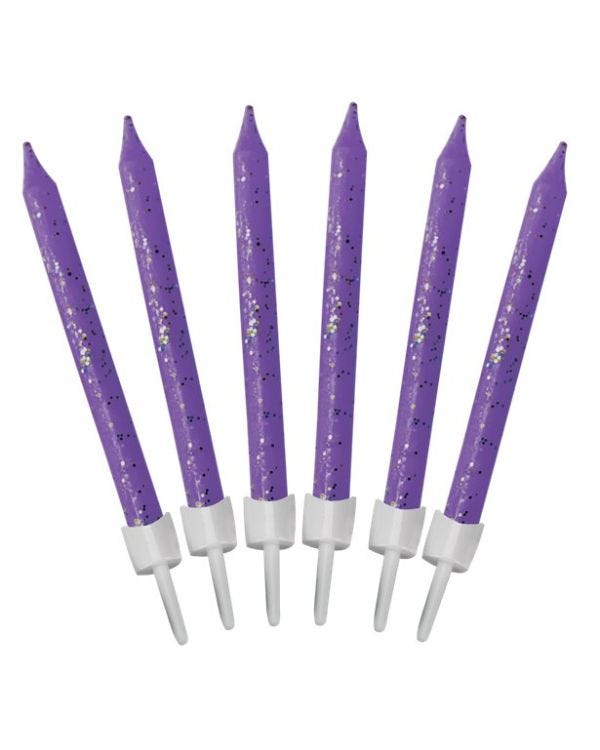 Purple Glitter Candles (12pk)