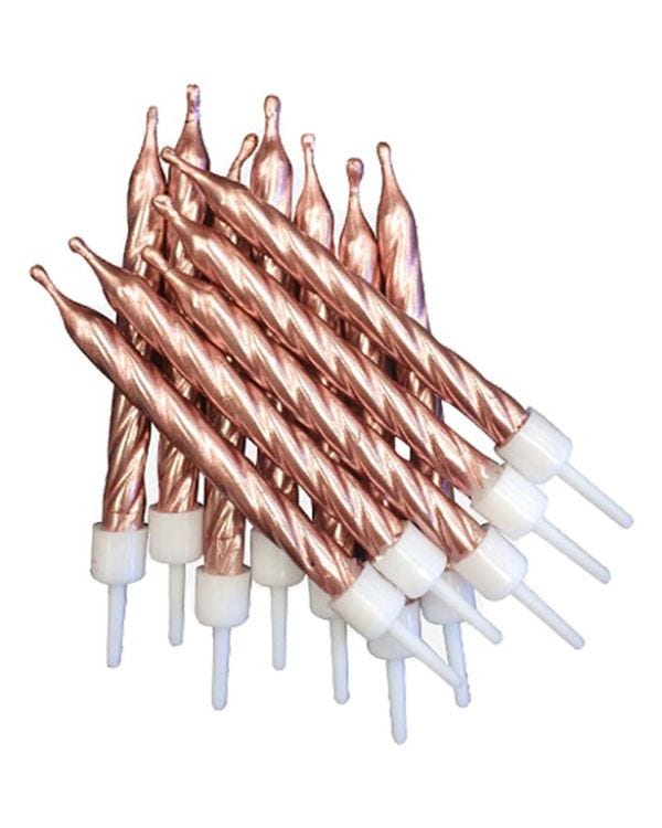 Rose Gold Metallic Spiral Candles (12pk)
