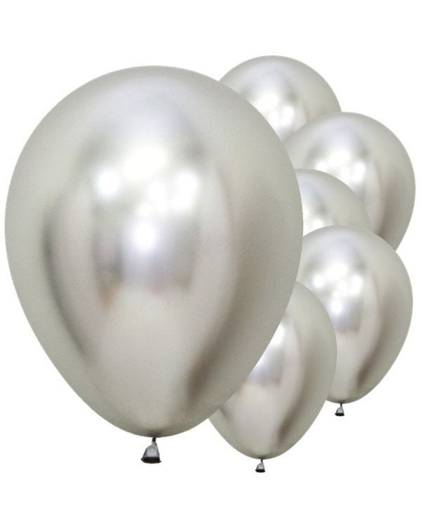 Reflex Silver Balloons - 18&quot; Latex (15pk)