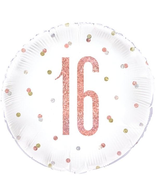 Rose Gold Glitz Number 16th Birthday Balloon - 18&quot; Foil