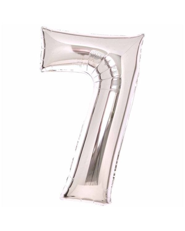 Number 7 Silver Foil Balloon - 34&quot;