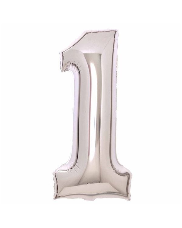 Number 1 Silver Foil Balloon - 34&quot;