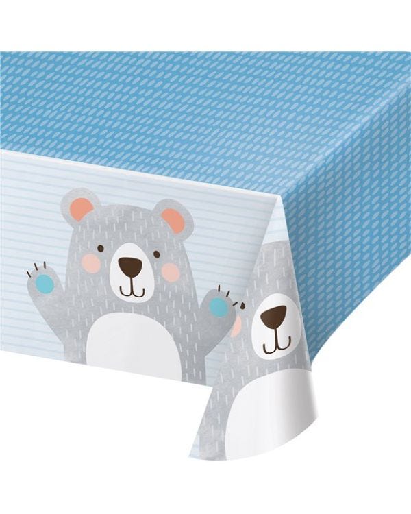 Birthday Bear Plastic Table Cover - 1.9cm x 1.3m