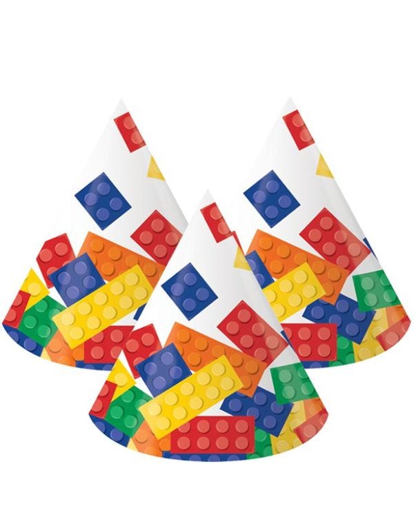 Block Party Children&#039;s Cone Paper Hats - 15cm (8pk)