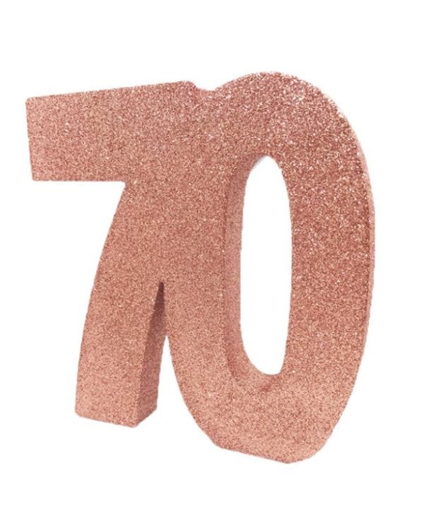 Age 70 Rose Gold Glitter Table Decoration