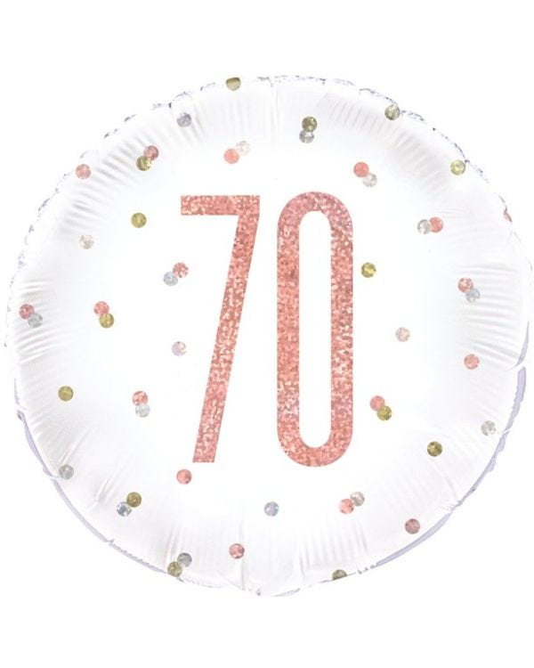 Rose Gold Glitz Number 70th Birthday Balloon - 18&quot; Foil
