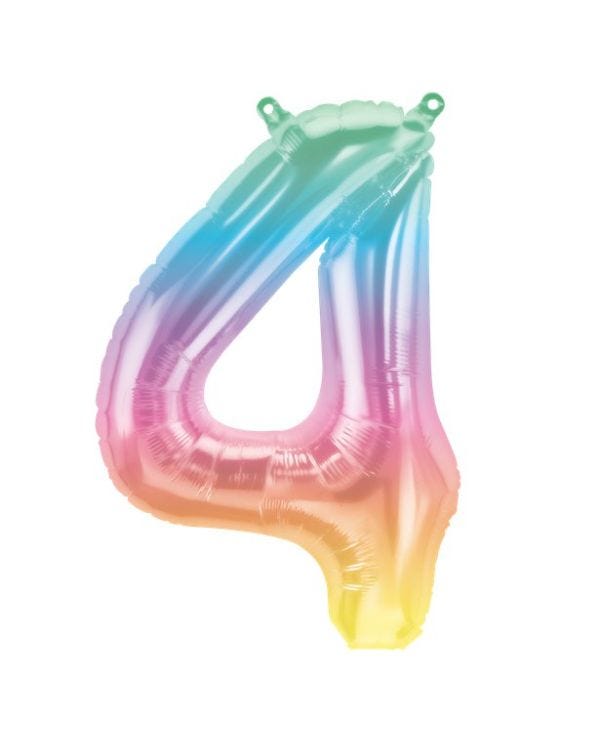 Pastel Ombre Number 4 Balloon - 16&quot; Foil