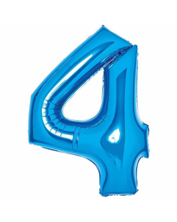 Number 4 Blue Foil Balloon - 34&quot;