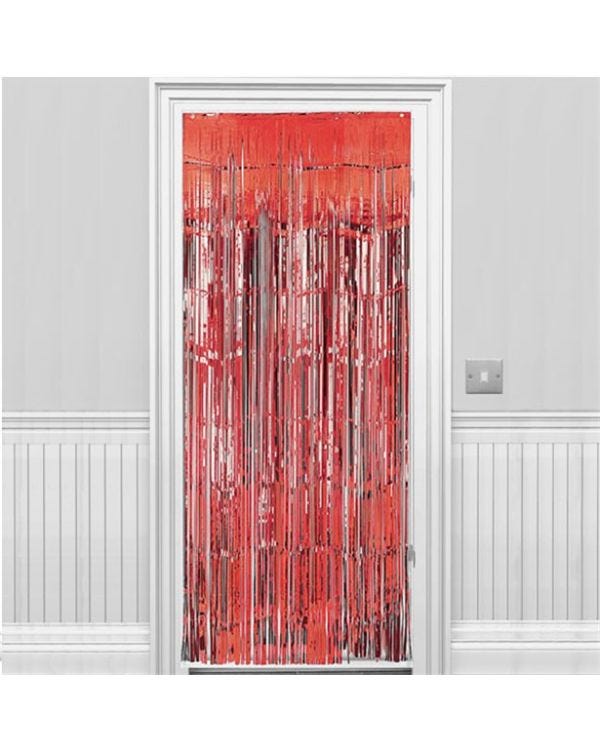Red Foil Door Curtain - 2.4m x 92cm