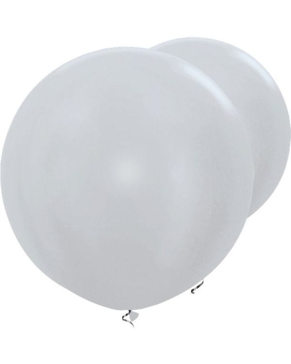 Satin Silver Giant Balloons - 36&quot; Latex (2pk)