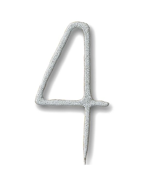 Silver Number 4 Sparkler Candle - 7&quot;