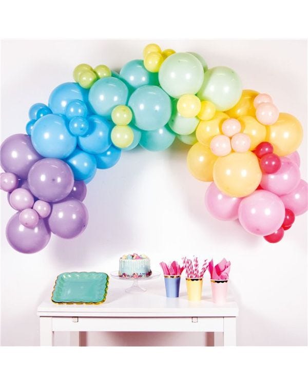 Pastel Rainbow Balloon Arch Garland DIY Kit - 78 Balloons