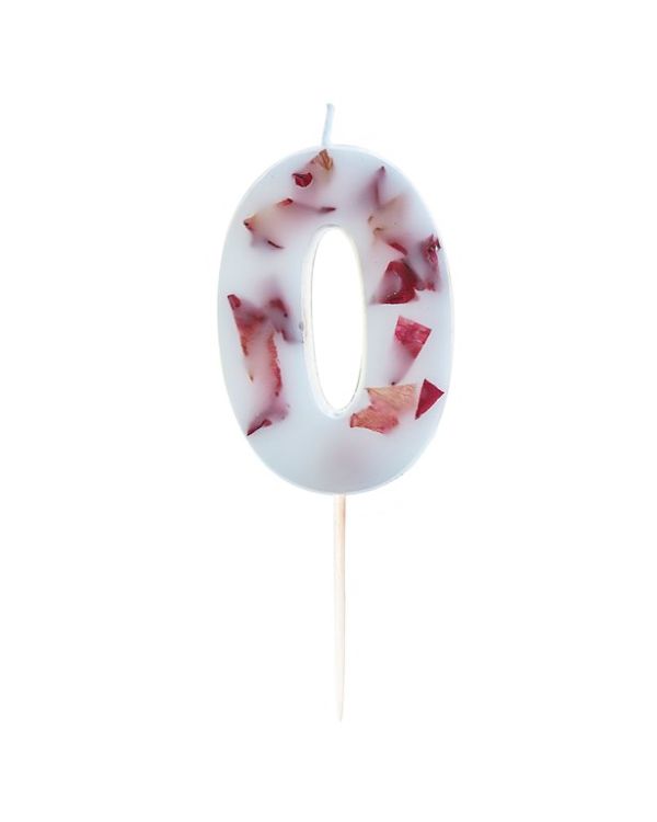 Pressed Petal Number 0 Candle - 9cm