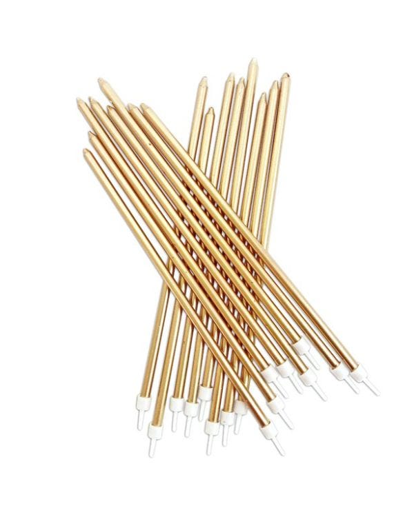 Gold Tall Candles Metallic - 18cm (16pk)