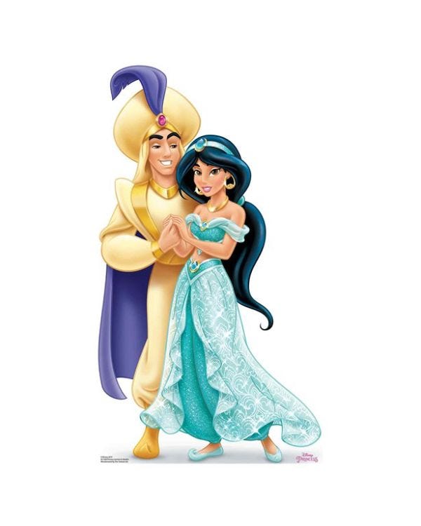 Disney Princess Jasmine &amp; Aladdin Cardboard Cutout - 89cm x 51cm