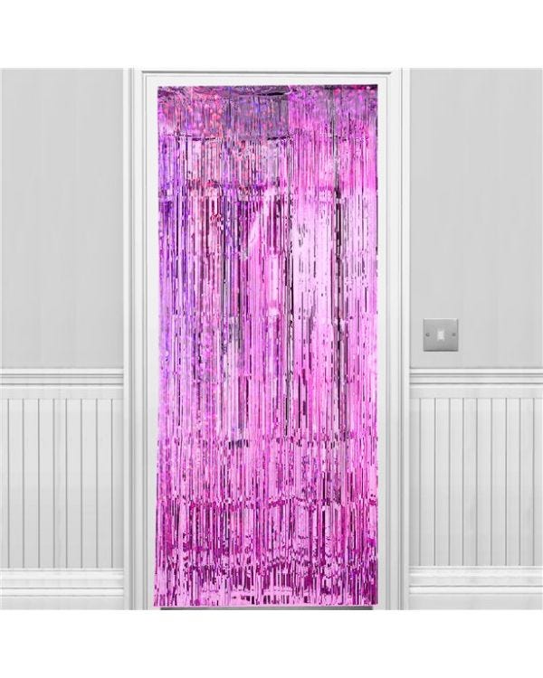 Holographic Pink Foil Door Curtain - 2.4m x 92cm