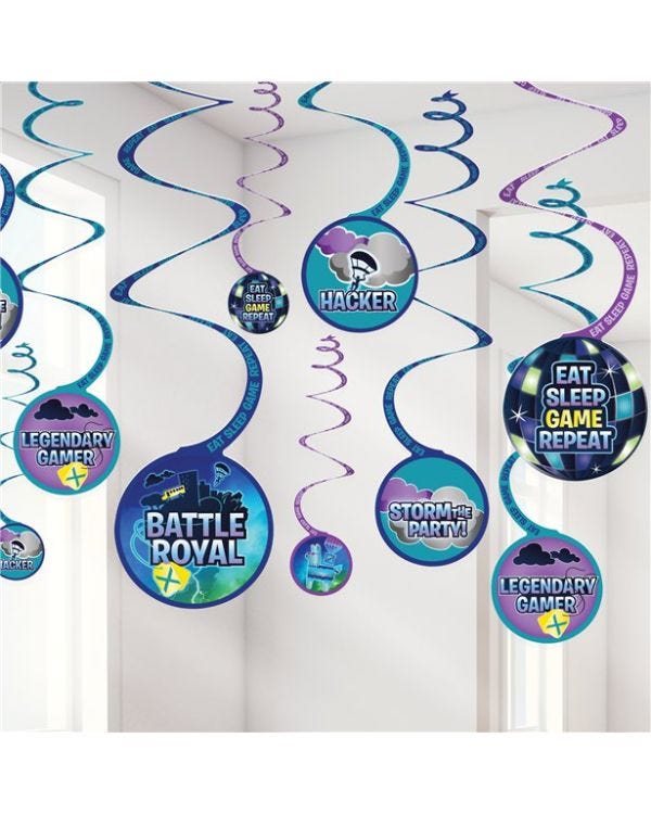 Battle Royal Hanging Swirl Decorations (12pk)