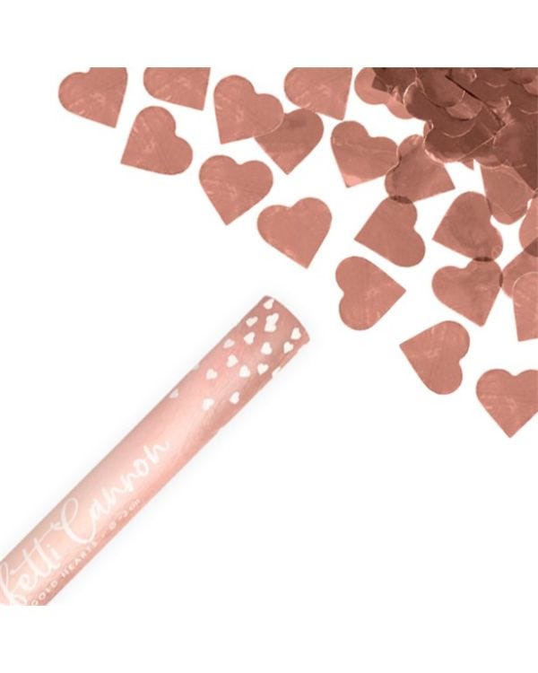 Rose Gold Hearts Confetti Cannon - 60cm