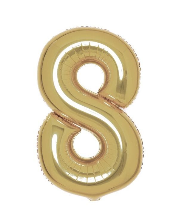 Number 8 White Gold Foil Balloon - 34&quot;