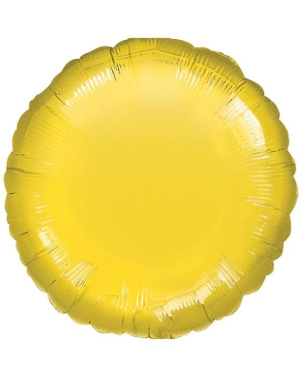Yellow Round Balloon - 18&#039;&#039; Foil - unpackaged