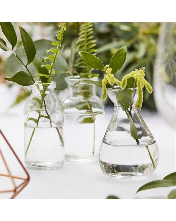 Botanical Wedding Glass Bottle Table Decoration Set (3pk)
