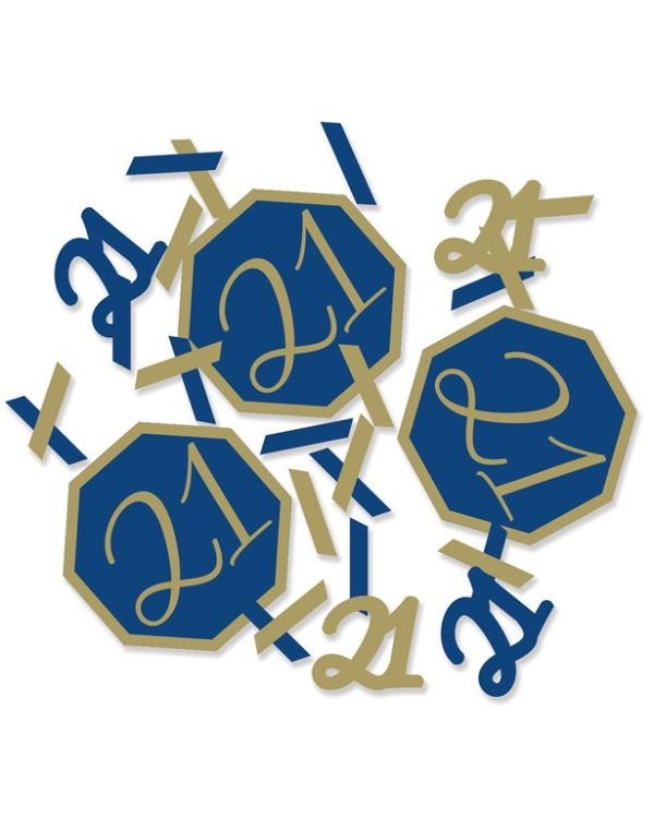 21st Navy &amp; Gold Geode Birthday Confetti