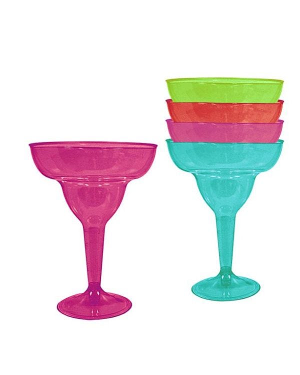 Multicoloured Plastic Margarita Glasses - 295ml (20pk)
