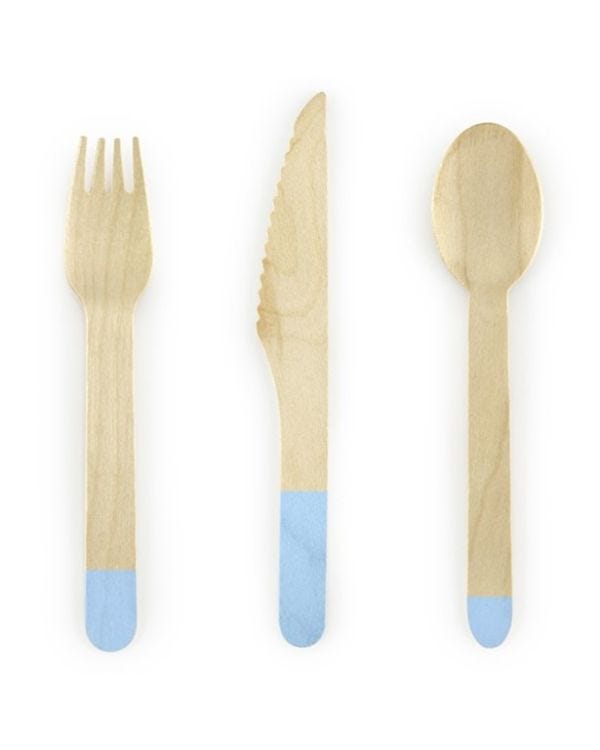 Light Blue Wooden Cutlery Set - 18pk (18pk)