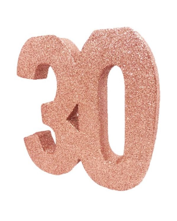 Age 30 Rose Gold Glitter Table Decoration