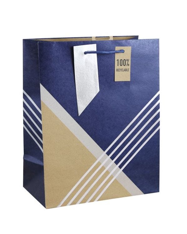 Navy Kraft Large Gift Bag